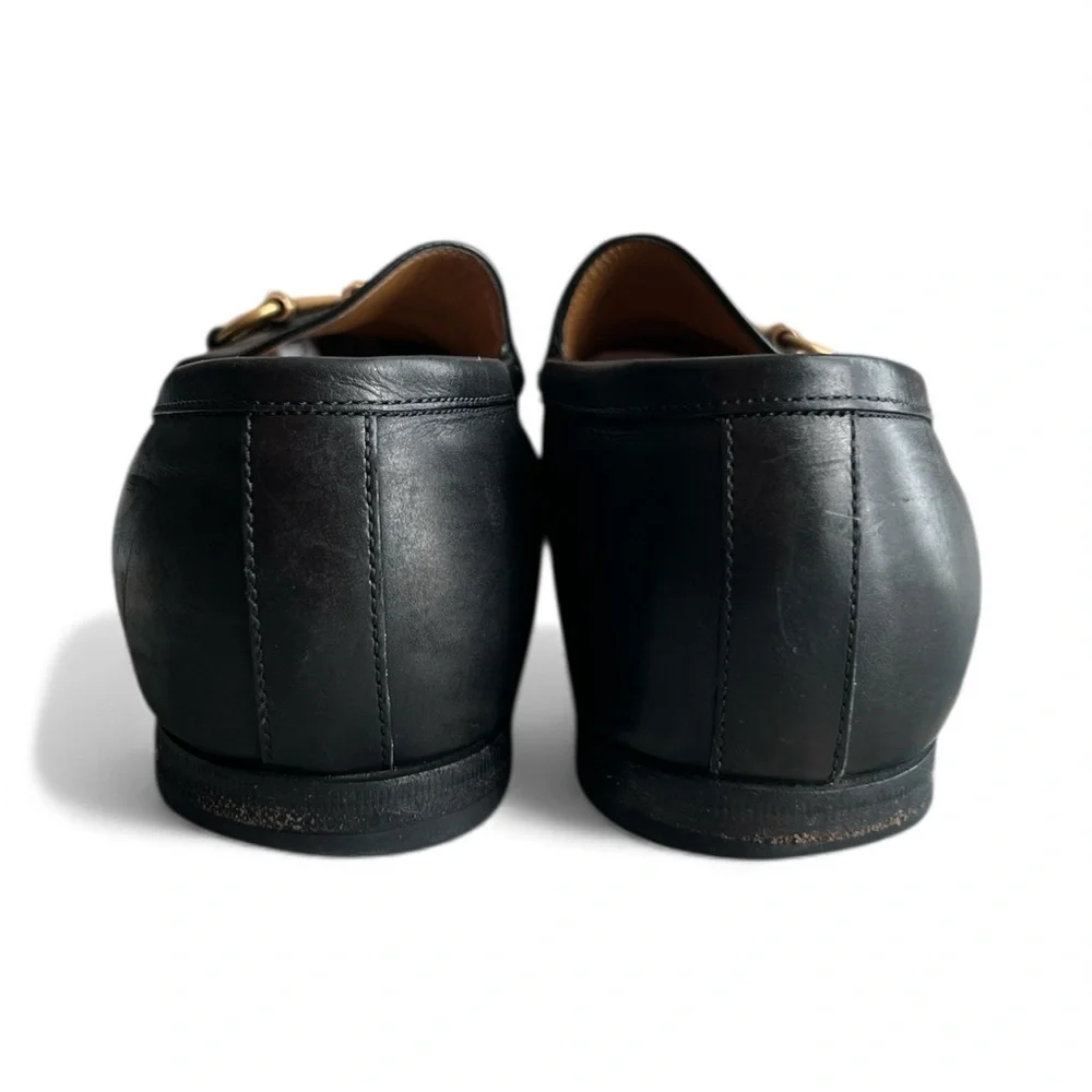 Gucci black men’s Jordaan Loafers with Gold accents made in Italy Sz 6 /US 8